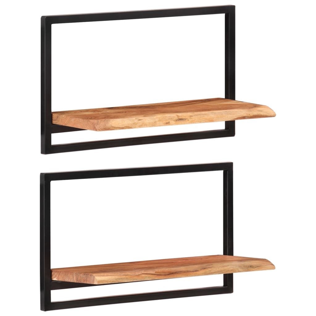 vidaXL Wandregale 2 Stk. 60x25x35 cm Massivholz Akazie und Stahl