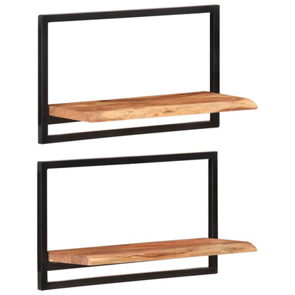 vidaXL Wandregale 2 Stk. 60x25x35 cm Massivholz Akazie und Stahl