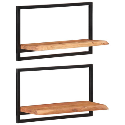 vidaXL Wandregale 2 Stk. 60x25x35 cm Massivholz Akazie und Stahl