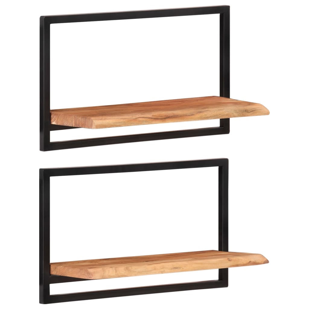 vidaXL Wandregale 2 Stk. 60x25x35 cm Massivholz Akazie und Stahl