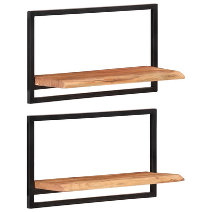vidaXL Wandregale 2 Stk. 60x25x35 cm Massivholz Akazie und Stahl