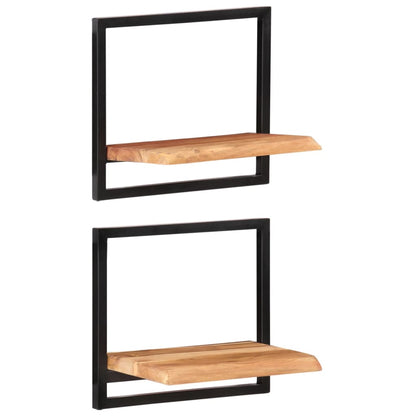 vidaXL Wandregale 2 Stk. 40x24x35 cm Massivholz Akazie und Stahl