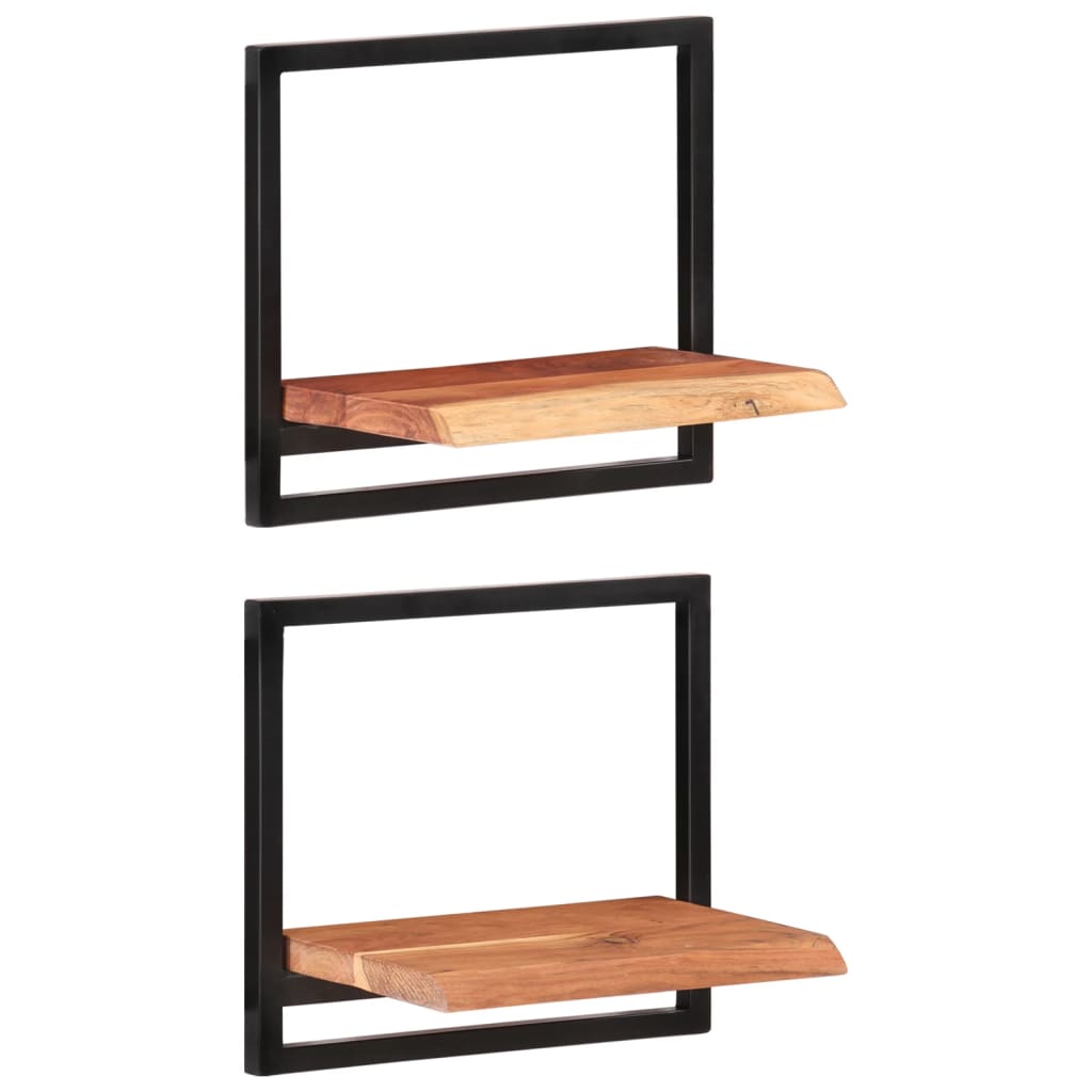 vidaXL Wandregale 2 Stk. 40x24x35 cm Massivholz Akazie und Stahl