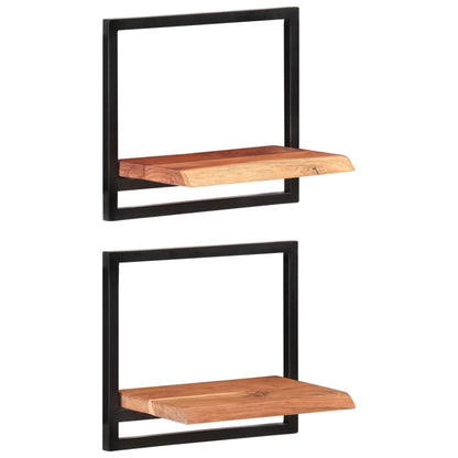 vidaXL Wandregale 2 Stk. 40x24x35 cm Massivholz Akazie und Stahl