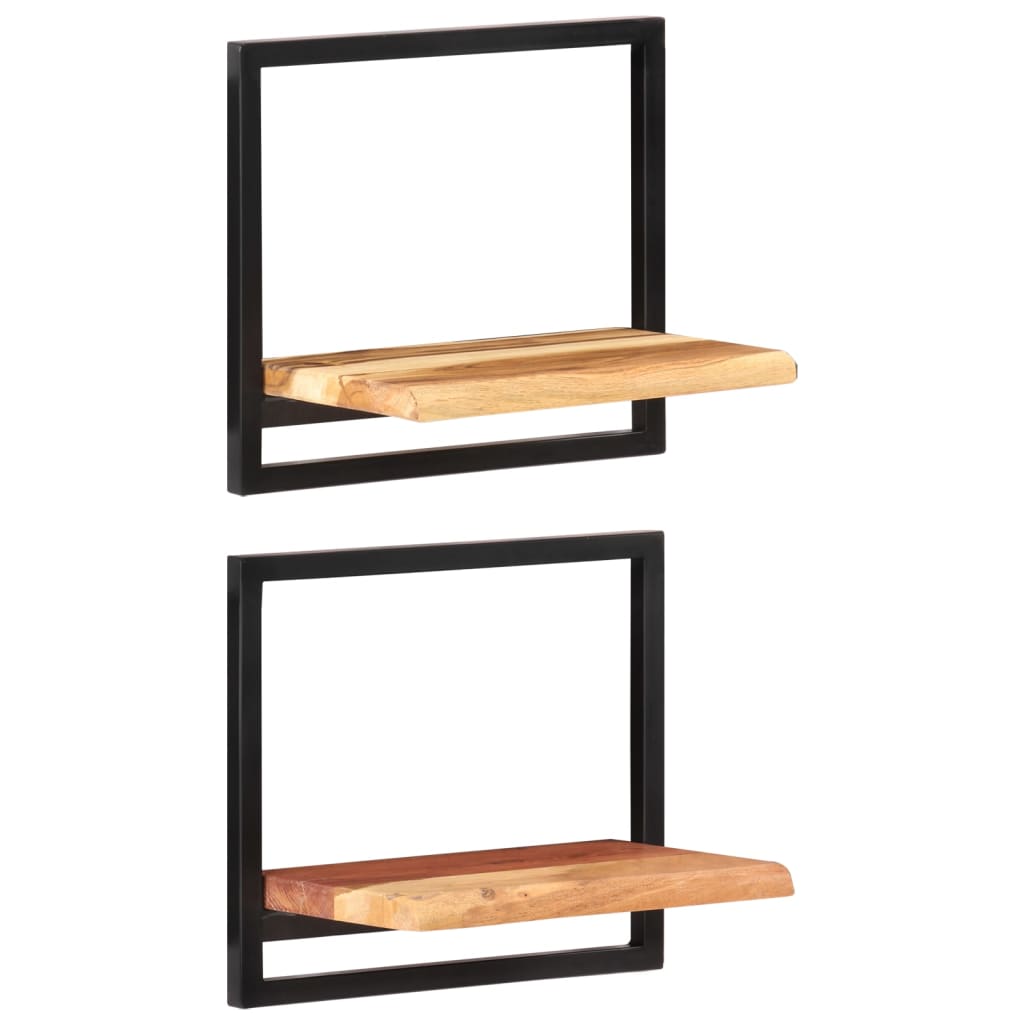 vidaXL Wandregale 2 Stk. 40x24x35 cm Massivholz Akazie und Stahl