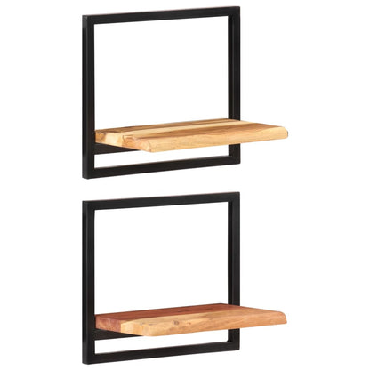 vidaXL Wandregale 2 Stk. 40x24x35 cm Massivholz Akazie und Stahl