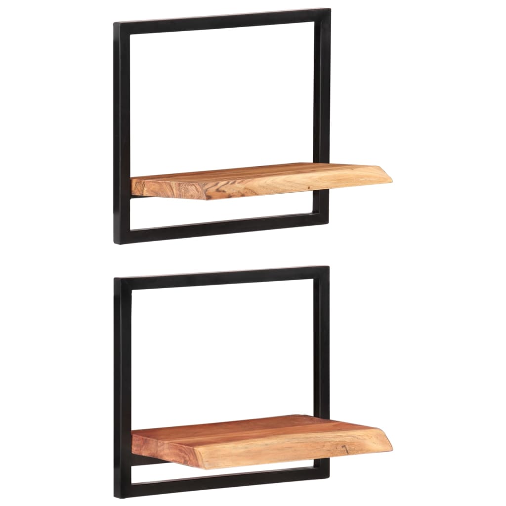 vidaXL Wandregale 2 Stk. 40x24x35 cm Massivholz Akazie und Stahl