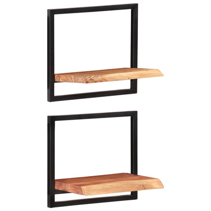 vidaXL Wandregale 2 Stk. 40x24x35 cm Massivholz Akazie und Stahl