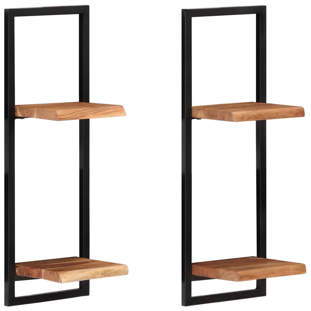 vidaXL Wandregale 2 Stk. 25x25x75 cm Massivholz Akazie und Stahl