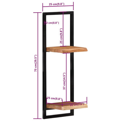 vidaXL Wandregale 2 Stk. 25x25x75 cm Massivholz Akazie und Stahl