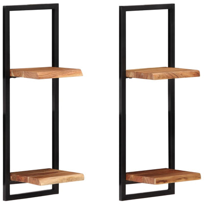 vidaXL Wandregale 2 Stk. 25x25x75 cm Massivholz Akazie und Stahl