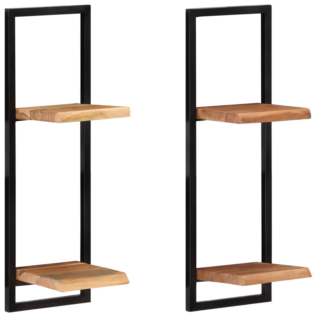 vidaXL Wandregale 2 Stk. 25x25x75 cm Massivholz Akazie und Stahl