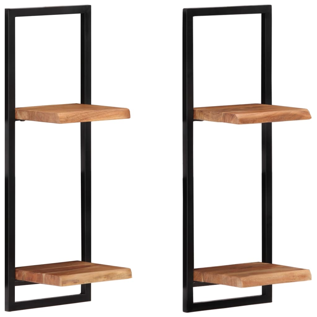 vidaXL Wandregale 2 Stk. 25x25x75 cm Massivholz Akazie und Stahl