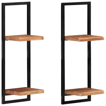 vidaXL Wandregale 2 Stk. 25x25x75 cm Massivholz Akazie und Stahl