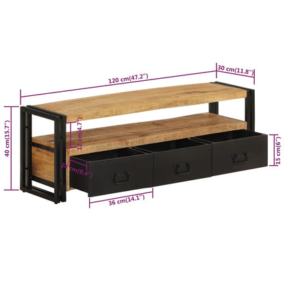 vidaXL Meuble TV 120x30x40 cm Bois de manguier massif