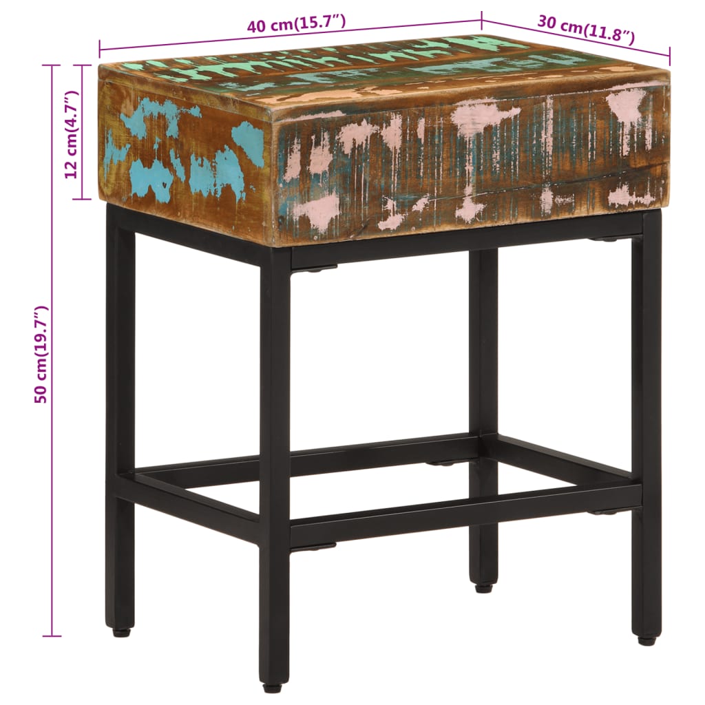 vidaXL Table d'appoint 40x30x51 cm en bois de récupération massif