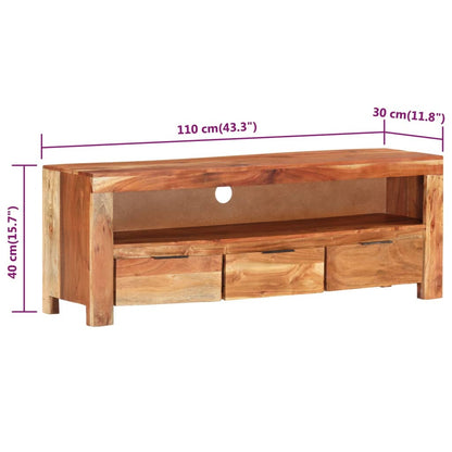 Meuble TV vidaXL 110x30x40 cm Bois d'acacia massif