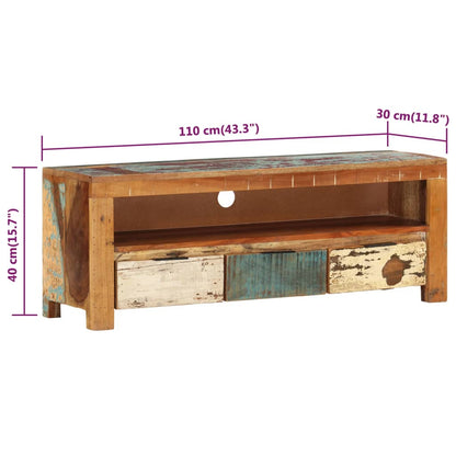 vidaXL Meuble TV 110x30x40 cm Bois de récupération Massif