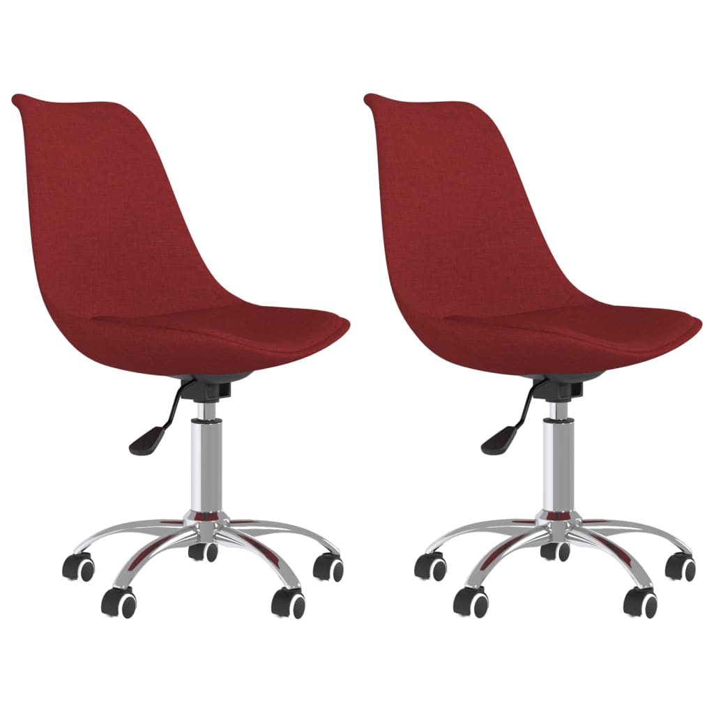 vidaXL Chaises de salle à manger pivotantes 2 pcs Rouge bordeaux Tissu