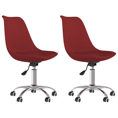 vidaXL Chaises de salle à manger pivotantes 2 pcs Rouge bordeaux Tissu