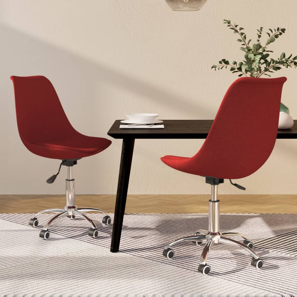 vidaXL Chaises de salle à manger pivotantes 2 pcs Rouge bordeaux Tissu
