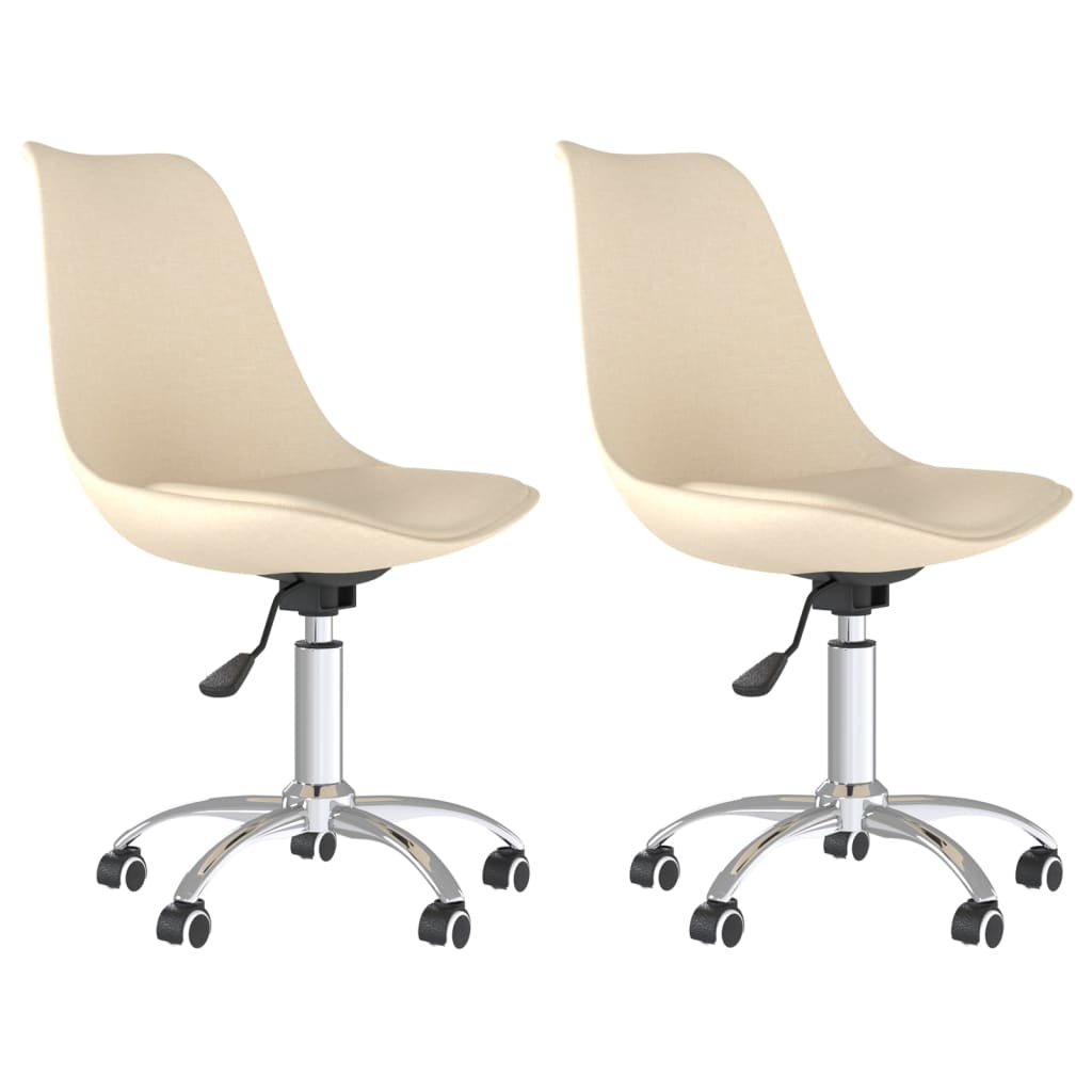 vidaXL Chaises de salle à manger pivotantes 2 pcs Crème Tissu