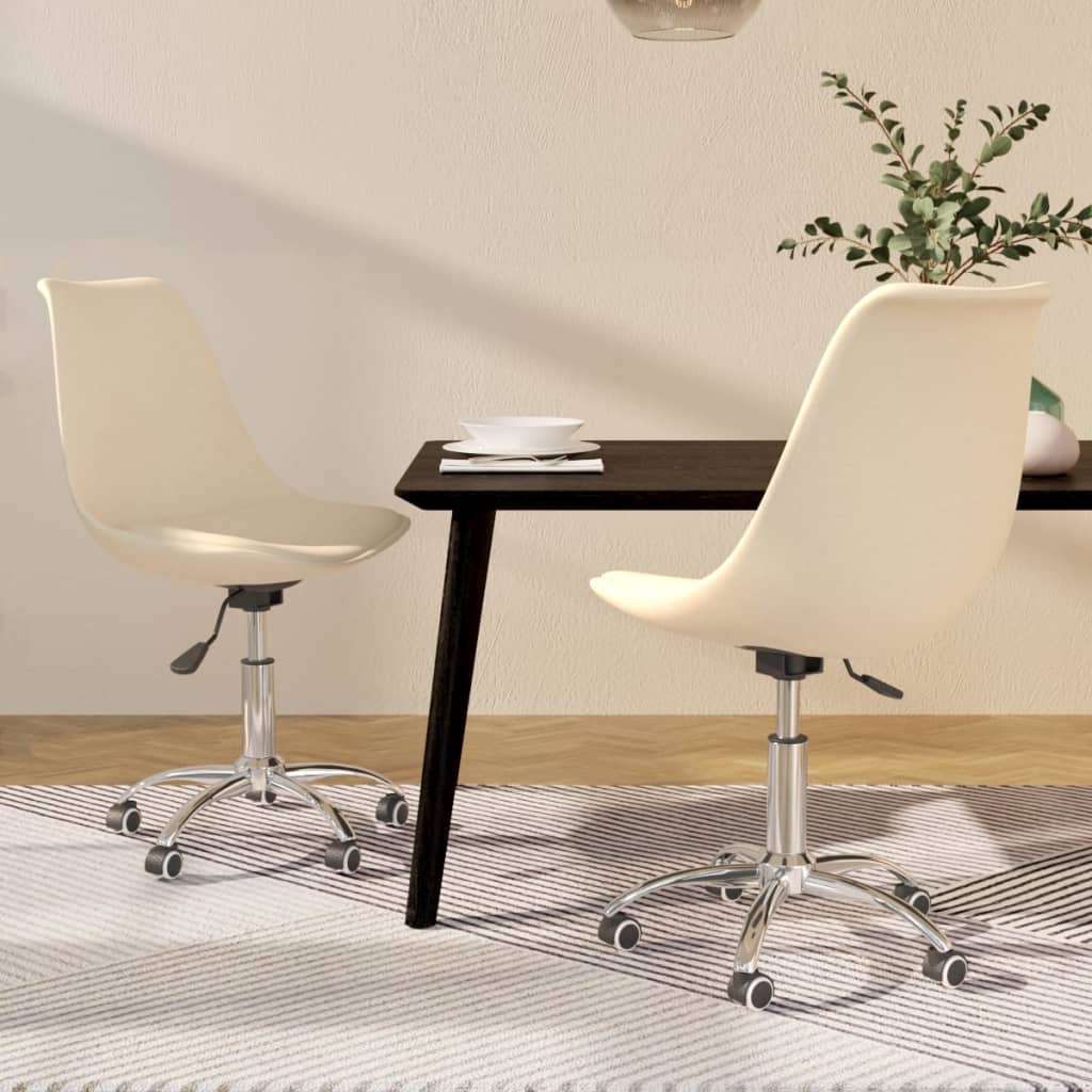 vidaXL Chaises de salle à manger pivotantes 2 pcs Crème Tissu