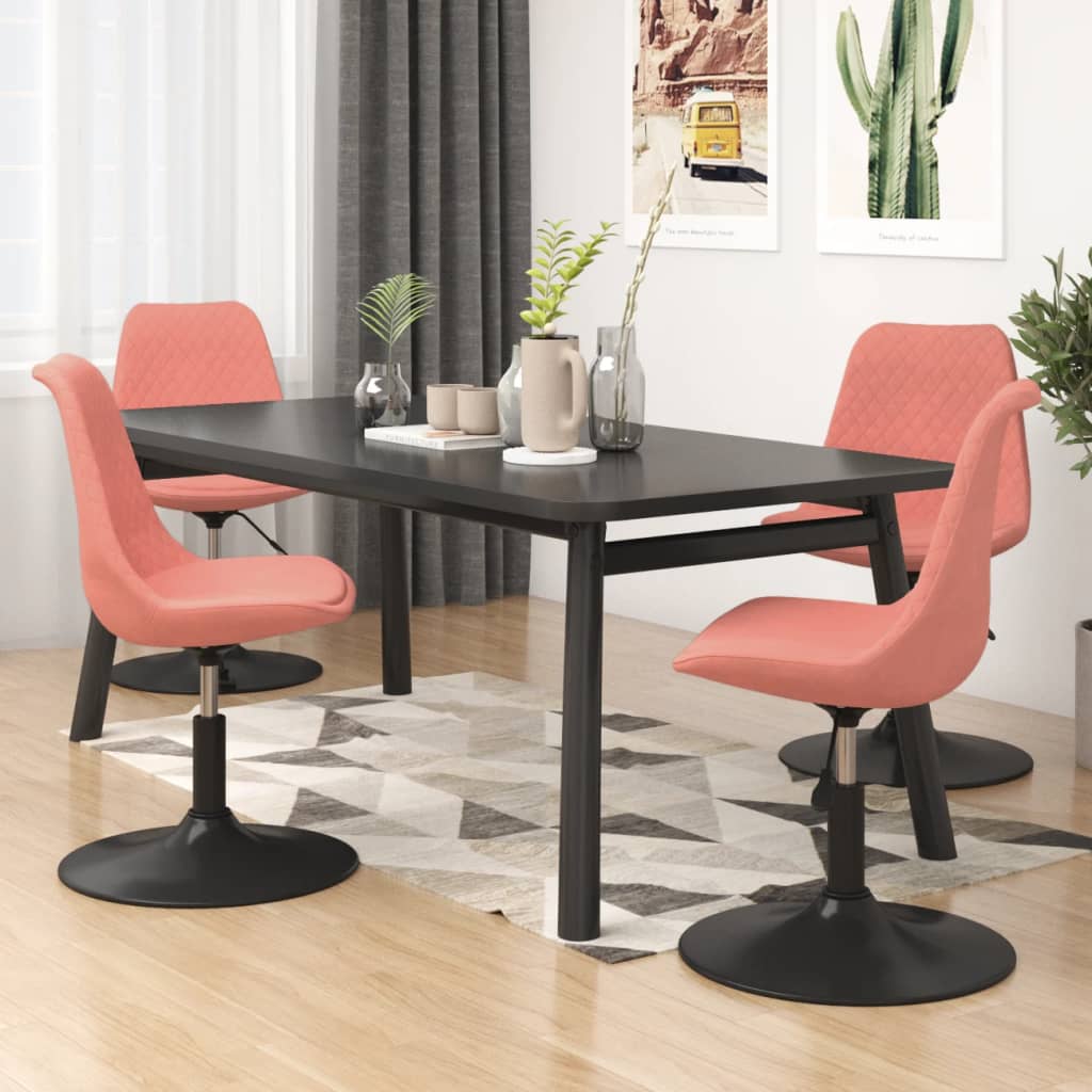 vidaXL Chaises de salle à manger 4 pcs pivotantes velours rose