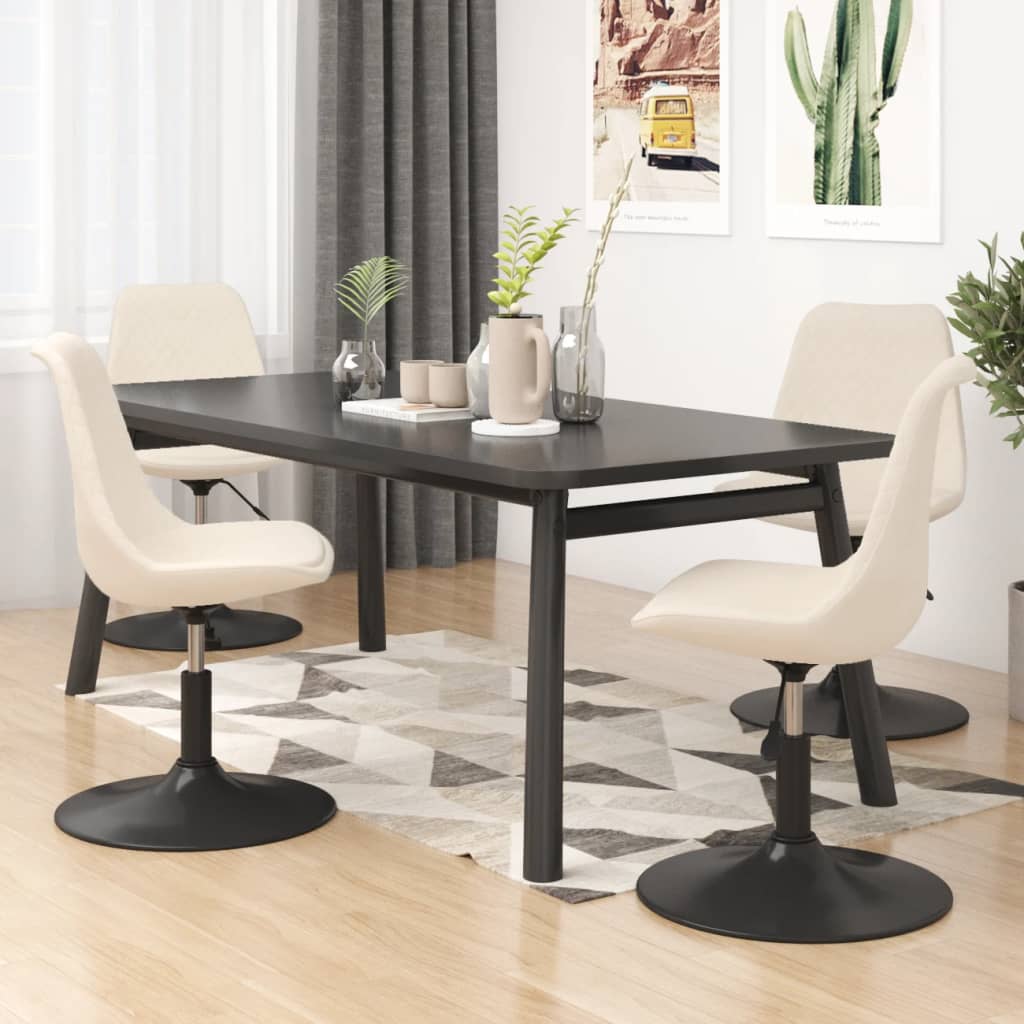 vidaXL Chaises de salle à manger 4 pcs Velours crème pivotantes