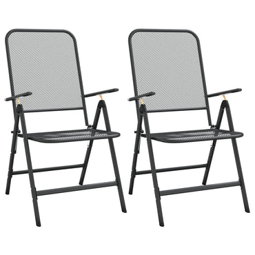 vidaXL Chaises de jardin pliantes 2 pcs en métal déployé anthracite