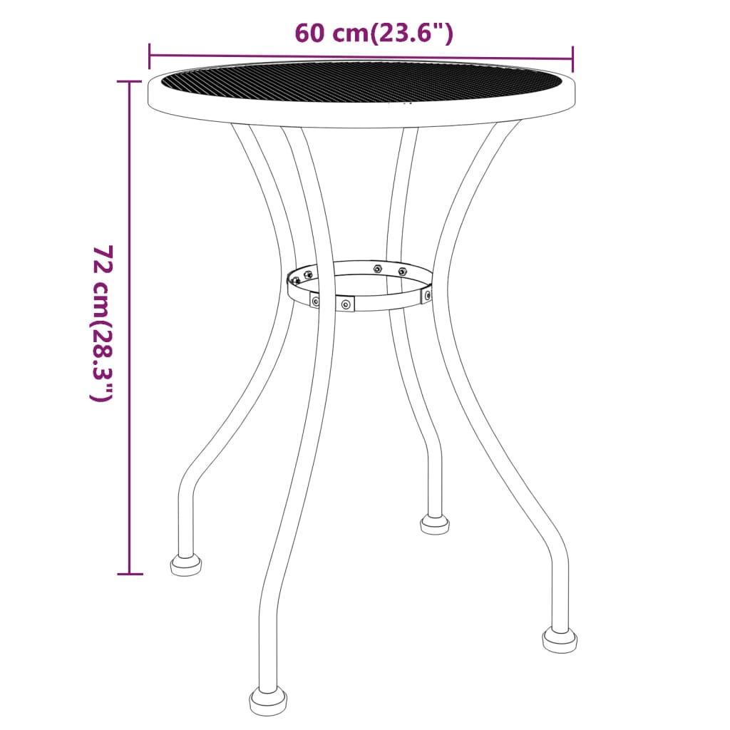vidaXL Gartentisch Ø60x72 cm Streckgitter Anthrazit