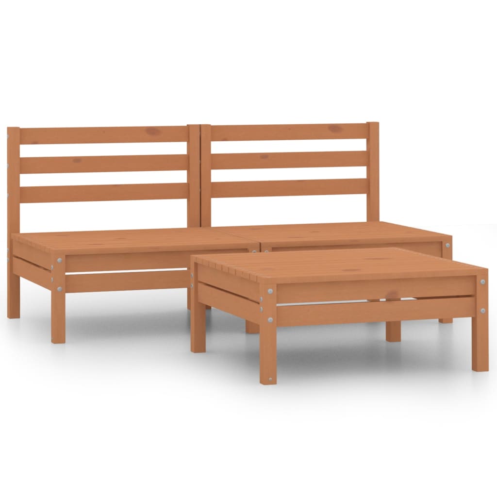 vidaXL 3-tlg. Garten-Lounge-Set Honigbraun Massivholz Kiefer