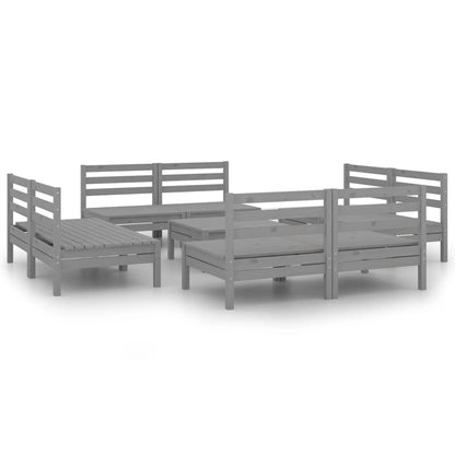 vidaXL 9-tlg. Garten-Lounge-Set Grau Kiefer Massivholz