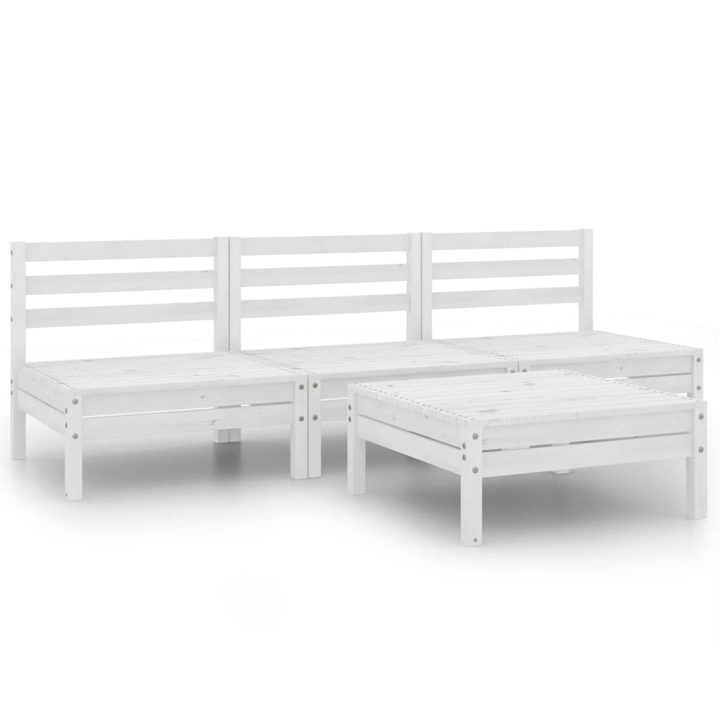 vidaXL Salon de jardin 4 pcs Blanc Bois de pin massif