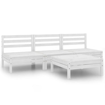 vidaXL Salon de jardin 4 pcs Blanc Bois de pin massif