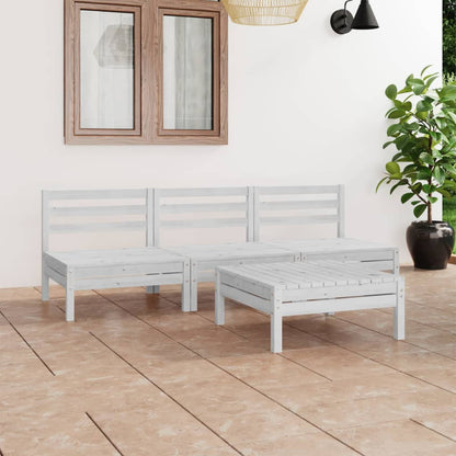 vidaXL Salon de jardin 4 pcs Blanc Bois de pin massif