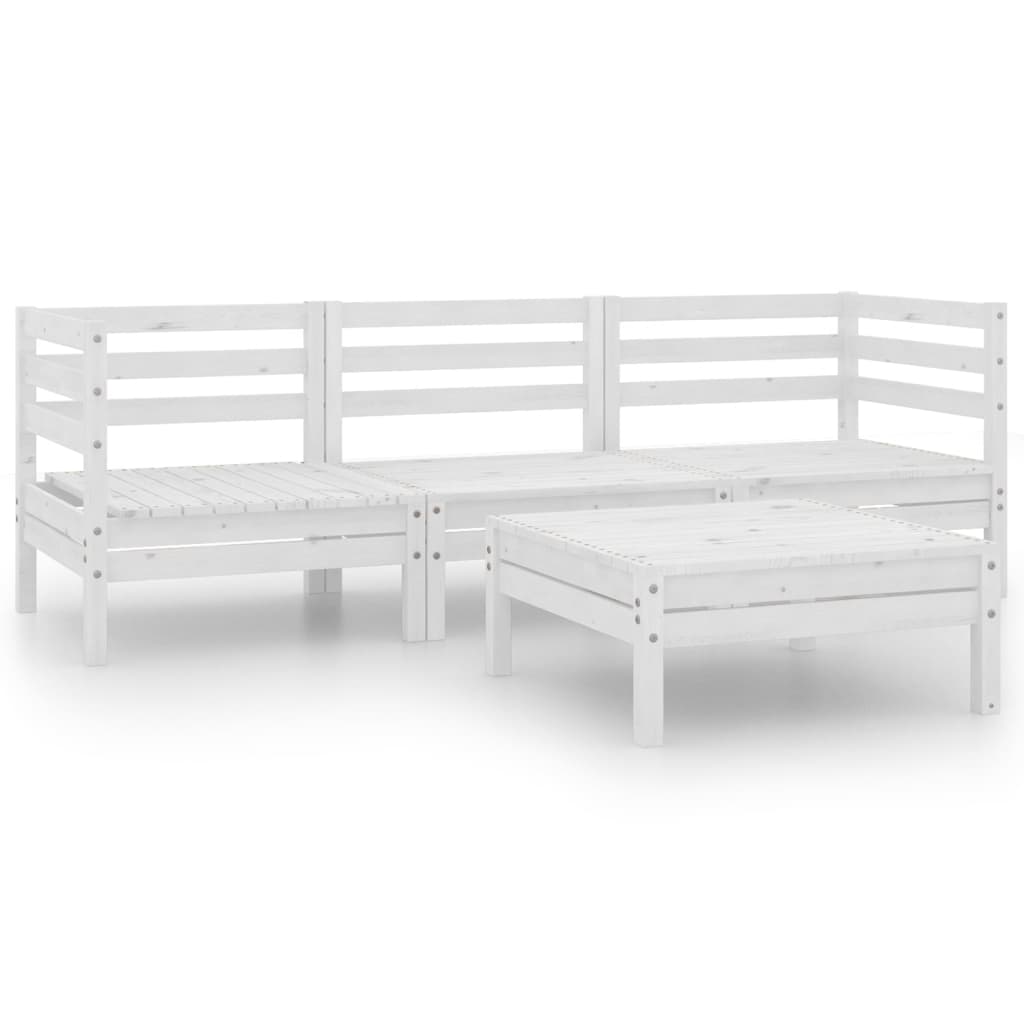 vidaXL 4-tlg. Garten-Lounge-Set Weiß Kiefer Massivholz