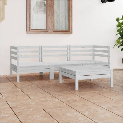 vidaXL 4-tlg. Garten-Lounge-Set Weiß Kiefer Massivholz