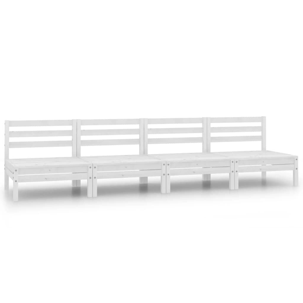 vidaXL Salon de jardin 4 pcs Blanc Bois de pin massif