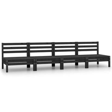 vidaXL Salon de jardin 4 pcs noir bois de pin massif