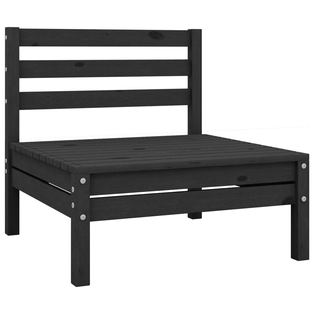 vidaXL Salon de jardin 4 pcs noir bois de pin massif