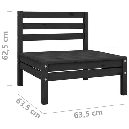 vidaXL Salon de jardin 4 pcs noir bois de pin massif