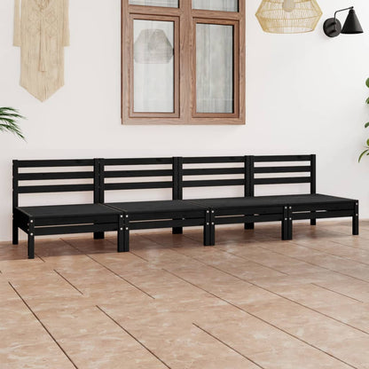 vidaXL Salon de jardin 4 pcs noir bois de pin massif