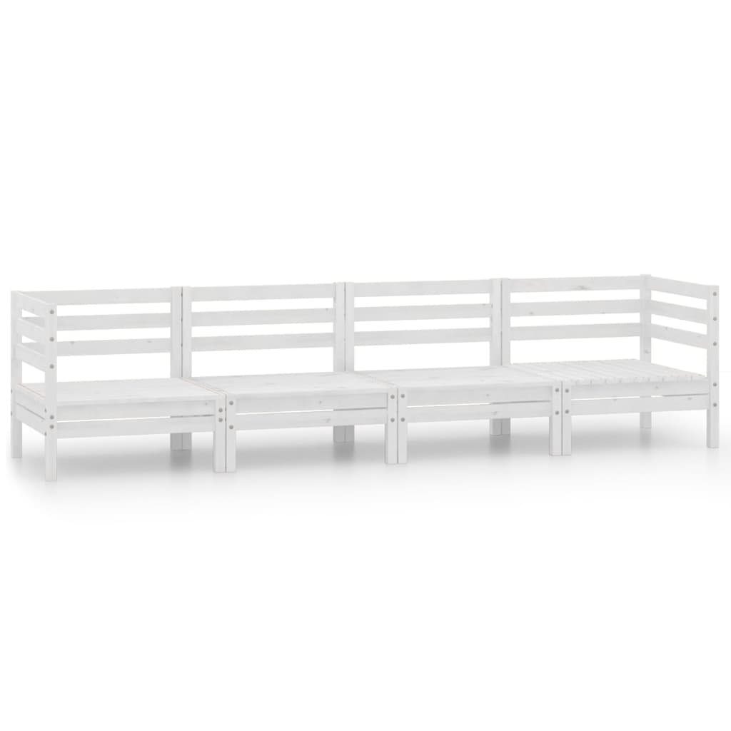 vidaXL Salon de jardin 4 pcs Blanc Bois de pin massif