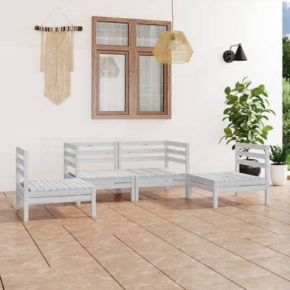 vidaXL Salon de jardin 4 pcs Blanc Bois de pin massif