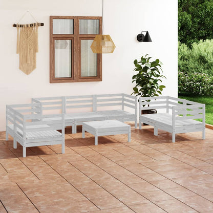 vidaXL 8-tlg. Garten-Lounge-Set Weiß Massivholz Kiefer