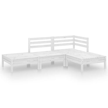 vidaXL Ensemble de mobilier de jardin 4 pcs Blanc Bois de pin massif