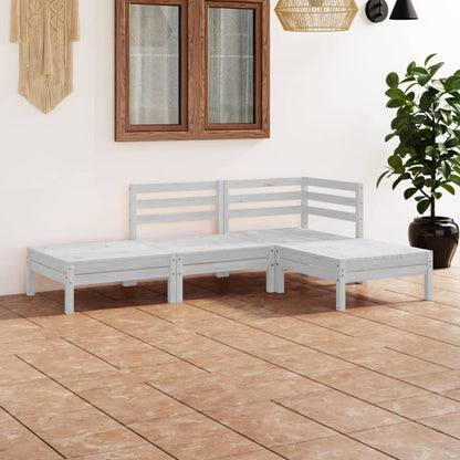 vidaXL Ensemble de mobilier de jardin 4 pcs Blanc Bois de pin massif