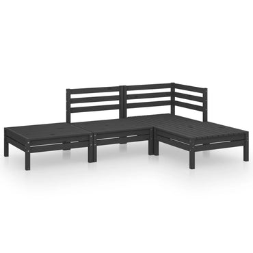 vidaXL Salon de jardin 4 pcs Bois de pin massif Noir