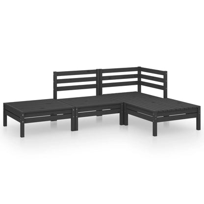 vidaXL Salon de jardin 4 pcs Bois de pin massif Noir